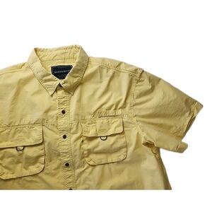 North River Outfitters Mens 2XL Vented Fishing Shirt S/S Button Down Yellow EUC
